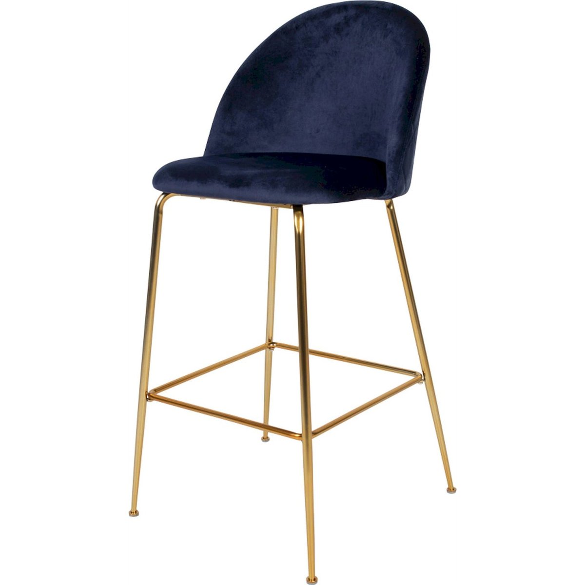 Chaise de bar en velours collection RALLSY bleu marine et doré, RECOLLECTION
