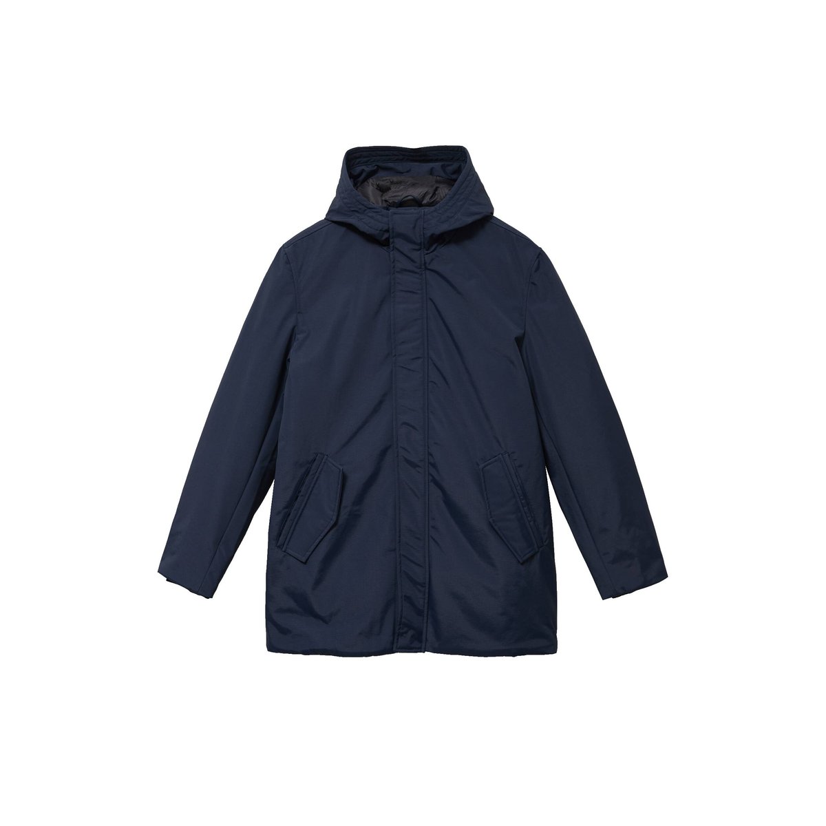 Parka longue droite à capuche bleu marine, BONOBO