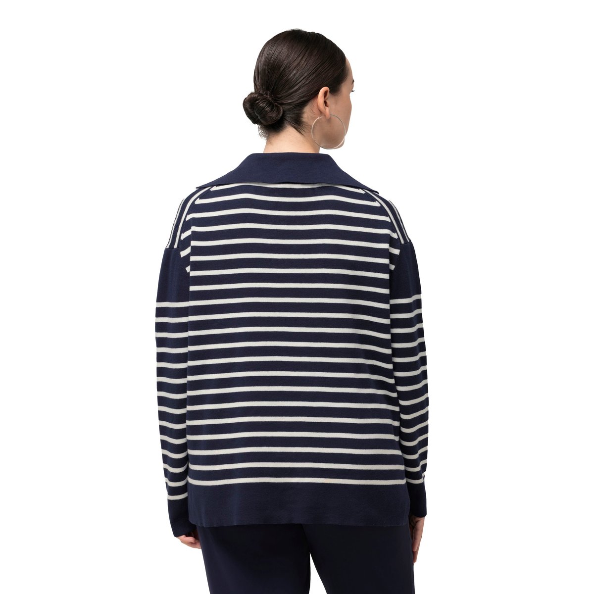 Pull, rayures, col marin, laçage marine, ULLA POPKEN
