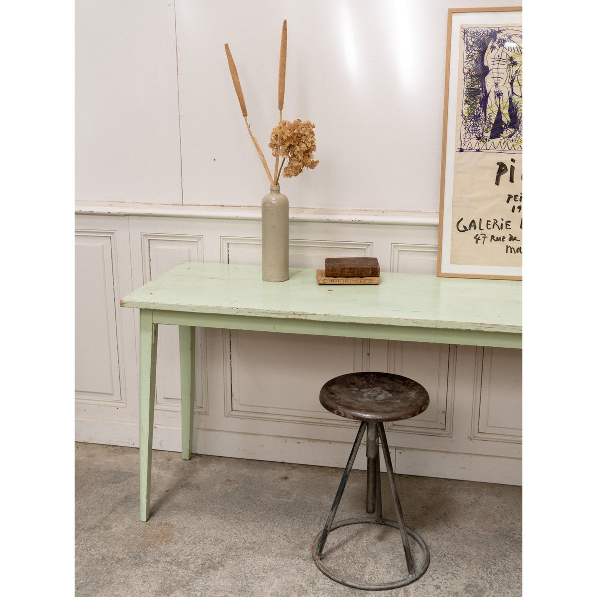 Grande console vert menthe Hanna N°1402 - Bon état vert, DEBONGOUT