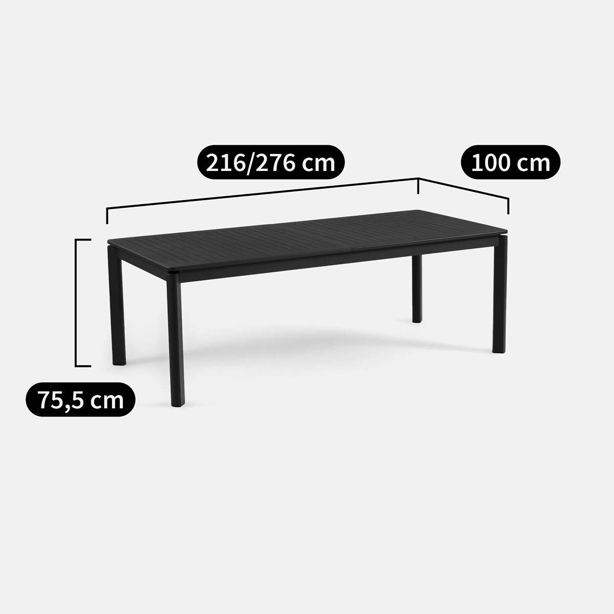 Table de jardin aluminium, 12 personnes, TUHA gris anthracite, LA REDOUTE INTERIEURS