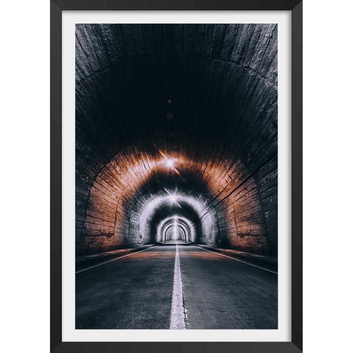 Affiche urbaine get lost somewhere affiche + cadre en bois - noir, HEXOA