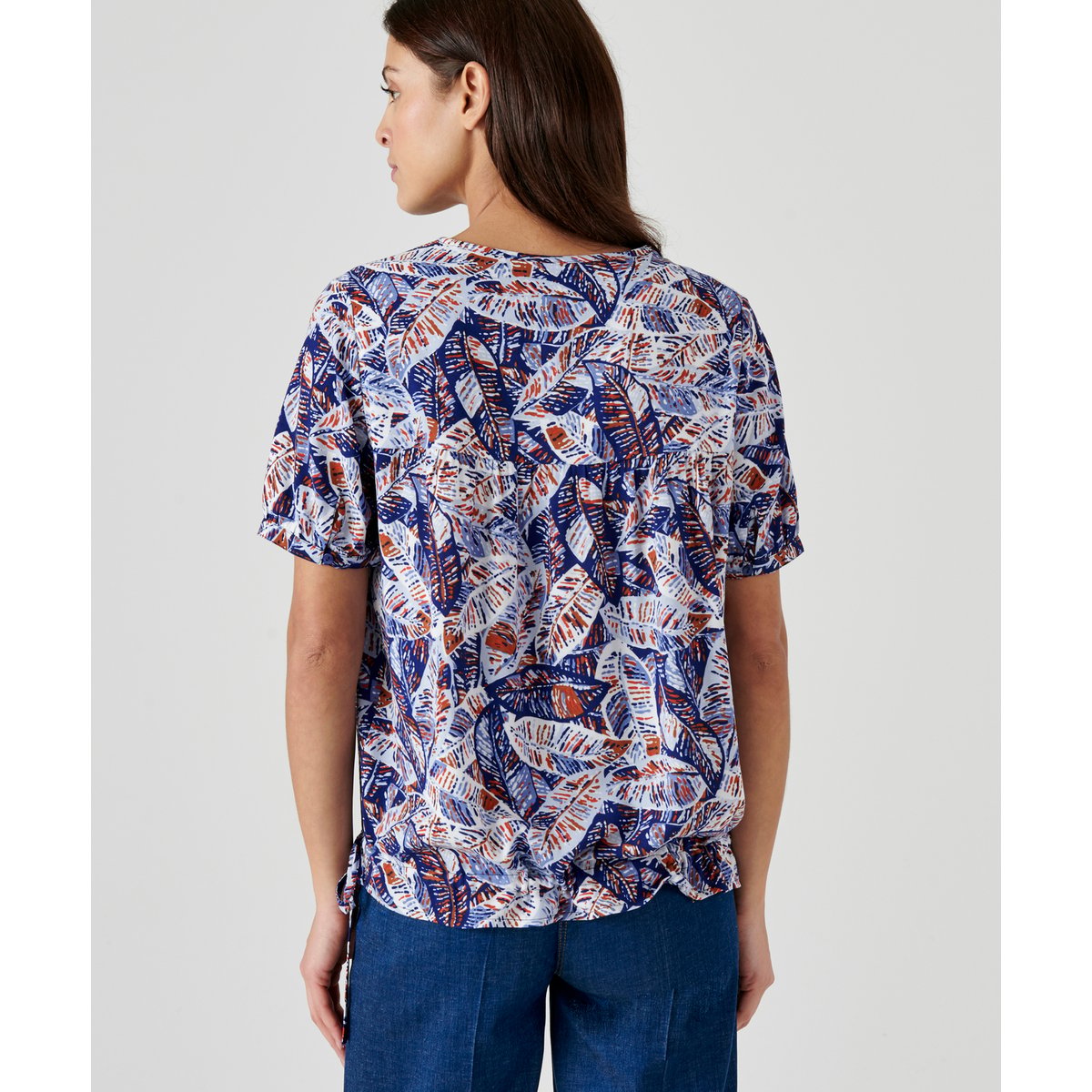 Blouse imprimée blousante bleu feuillage, DAMART