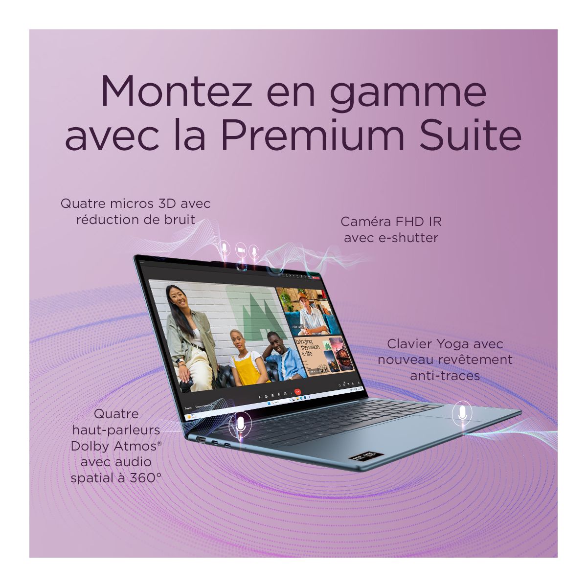 Ordinateur portable Yoga Slim 7 14AKP10 14" OLED AMD Ryzen AI 5 330 16 Go RAM LPDDR5x SSD 512 Go + souris couleur unique, LENOVO