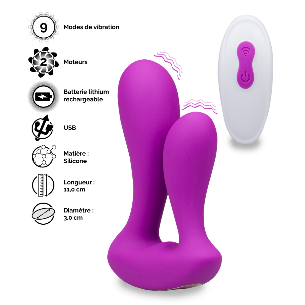 Vibromasseur puissant double pénétration Number violet, LOVE AND VIBES