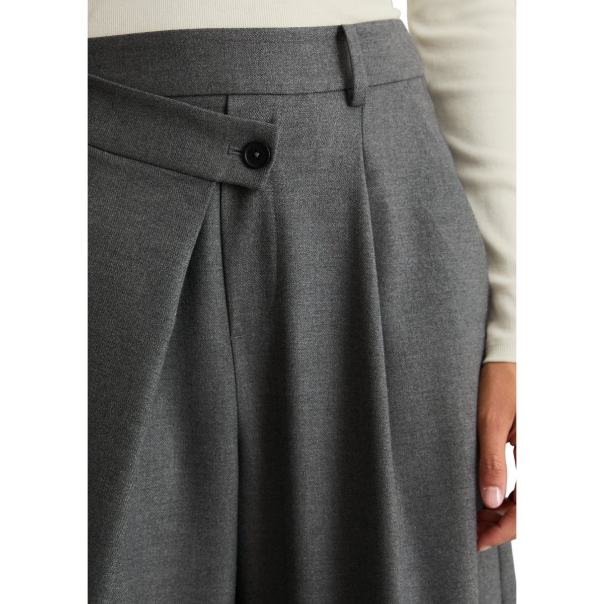 Pantalon crossover Barrel en polyester recyclé, viscose et élasthanne gris, MARC O’POLO DENIM