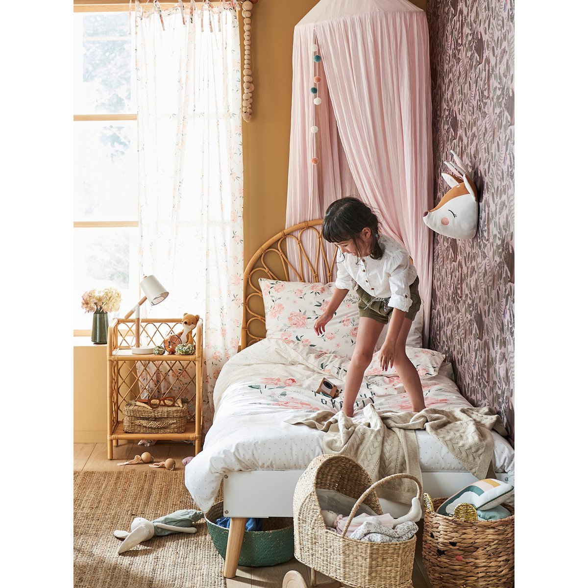 Cadre de lit LIGNE CONFETTI blanc/bois, VERTBAUDET