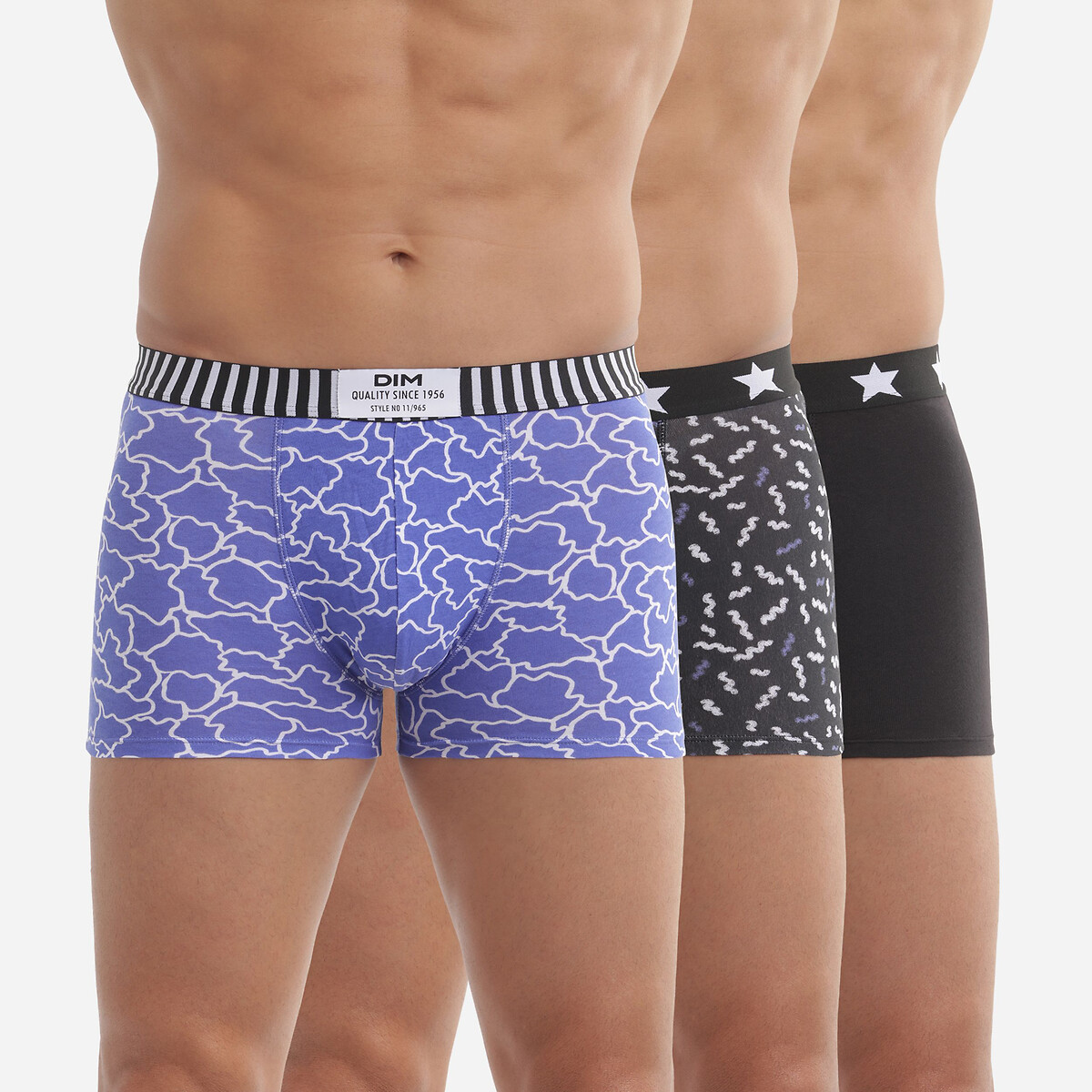 Confezione da 3 boxer Dim Vibes nero + blu + nero, DIM
