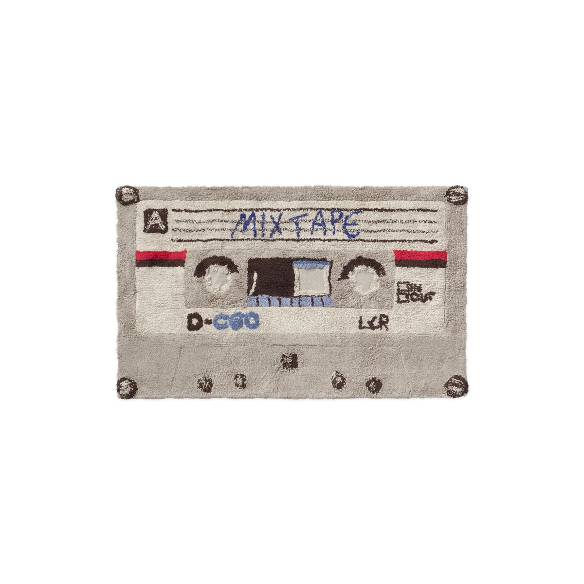 Tapis lavable Cassette MUSIC STUDIO naturel, gris clair, grain de café, rouge coquelicot, LORENA CANALS