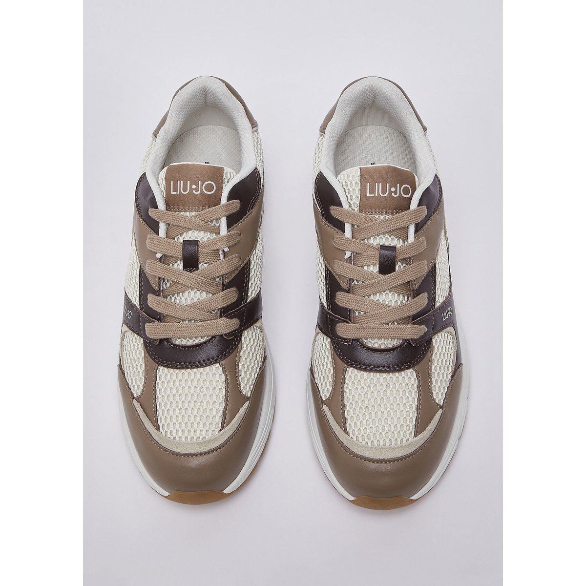 Baskets en cuir et mesh beige, LIU JO