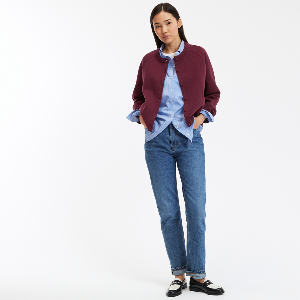 Signature Knitted Cardigan, LEANDRE burgundy red, LA REDOUTE COLLECTIONS