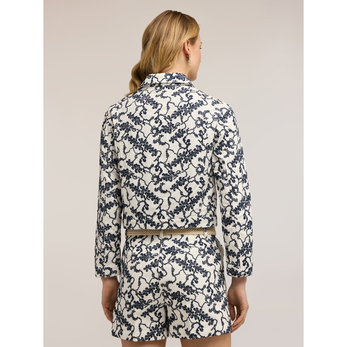 Veste avec broderie florale bleu, MOTIVI
