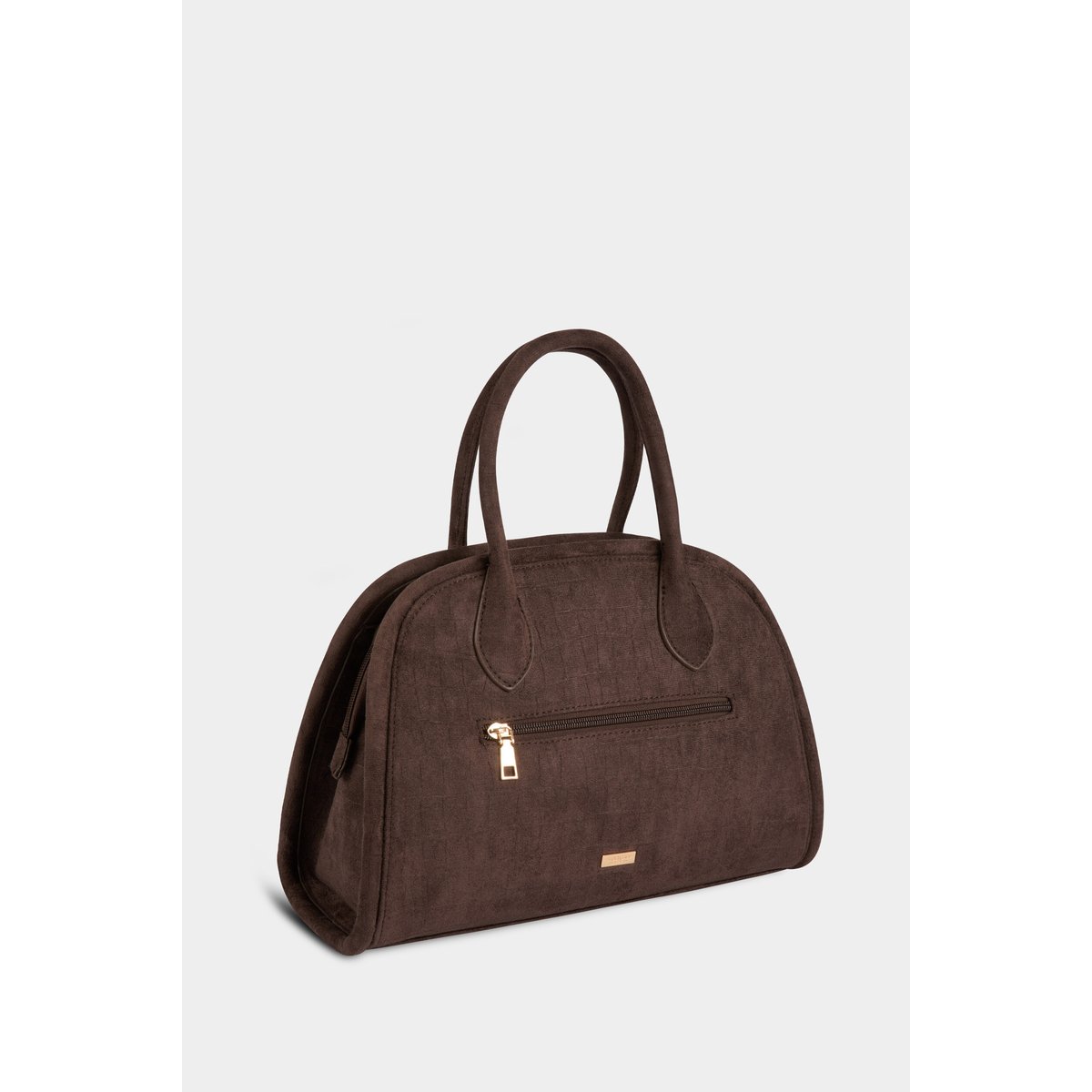 Sac suédine aspect croco marron foncé, MORGAN