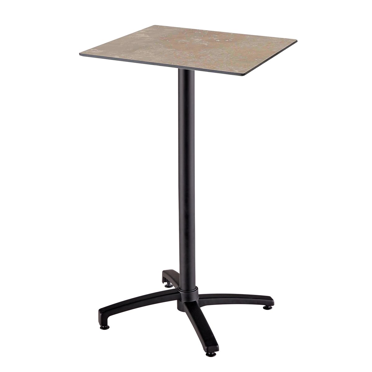 Table haute en HPL inclinable et 2 chaises hautes en métal, OPERA taupe, OVIALA