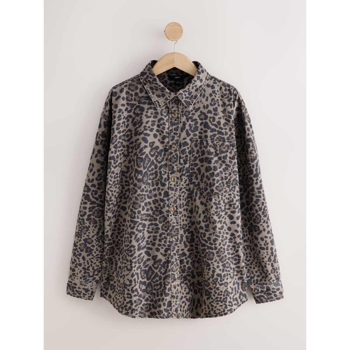 Chemise oversize en jean imprimé léopard, NEXT