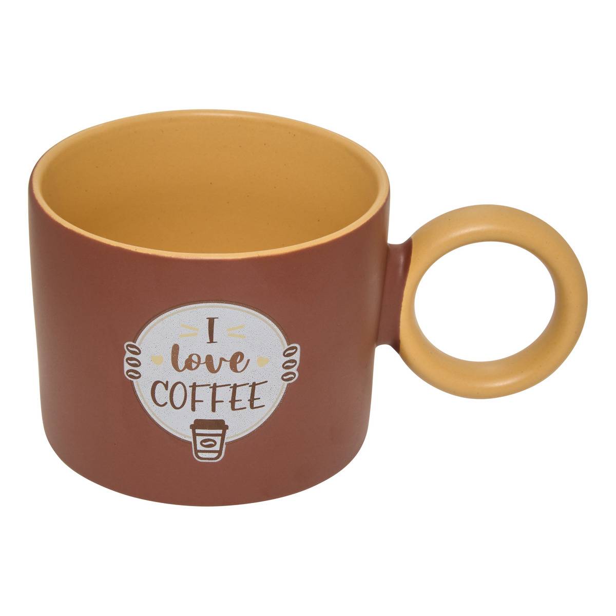 Mug en grès anse ronde 360ml CENTRAL PARK marron, ATMOSPHERA
