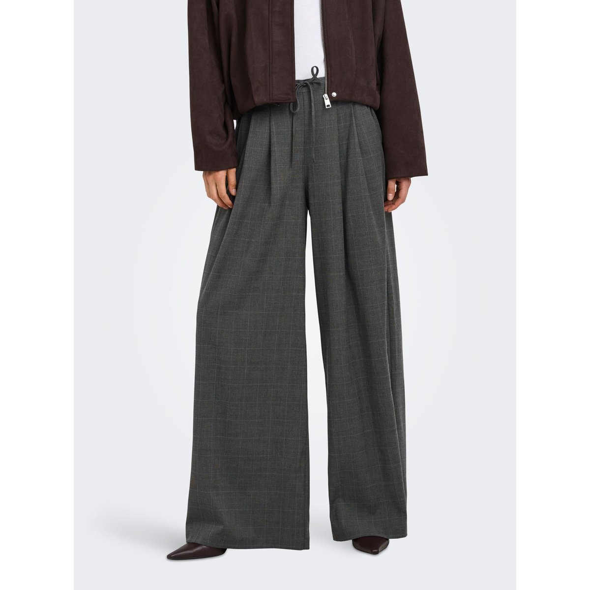 Pantalon À Jambe Large dark grey melange, ONLY