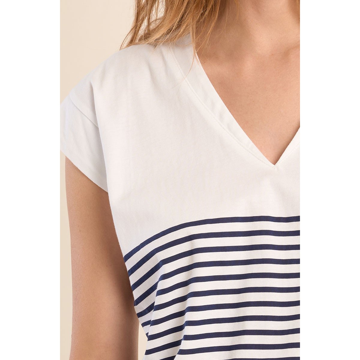 Top sans manches, rayé offwhite/navy blue, MOLLY BRACKEN