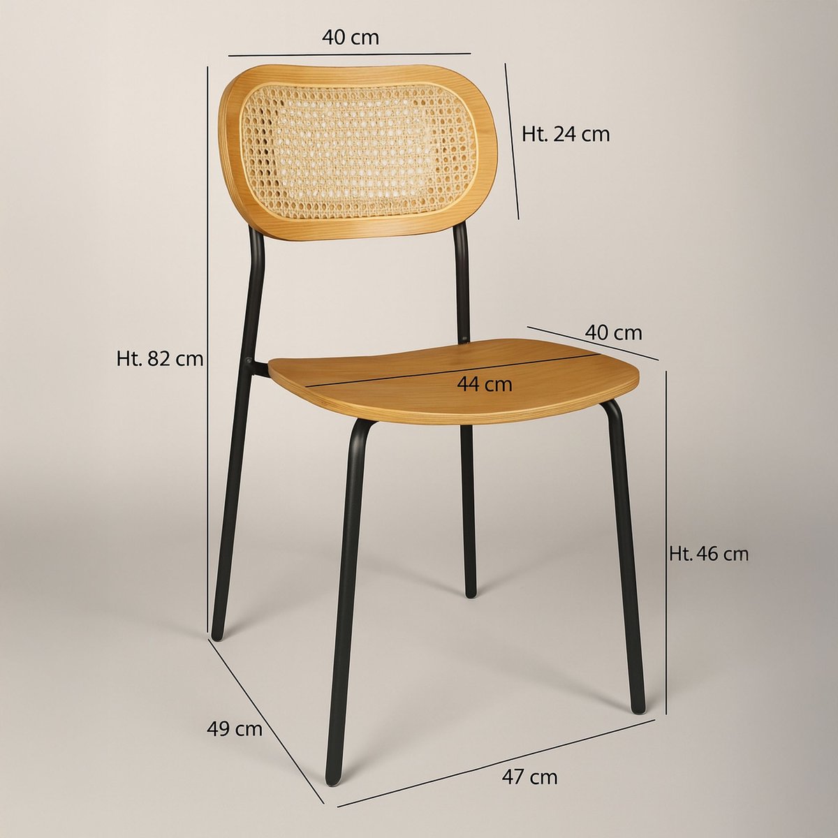 Lot de 2 chaises en bois naturel et pieds en métal, NOSARA marron, NOW'S HOME