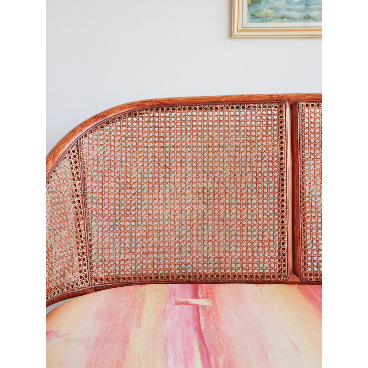 Banquette en rotin Martine N°54 - Bon état ocre rouge, DEBONGOUT