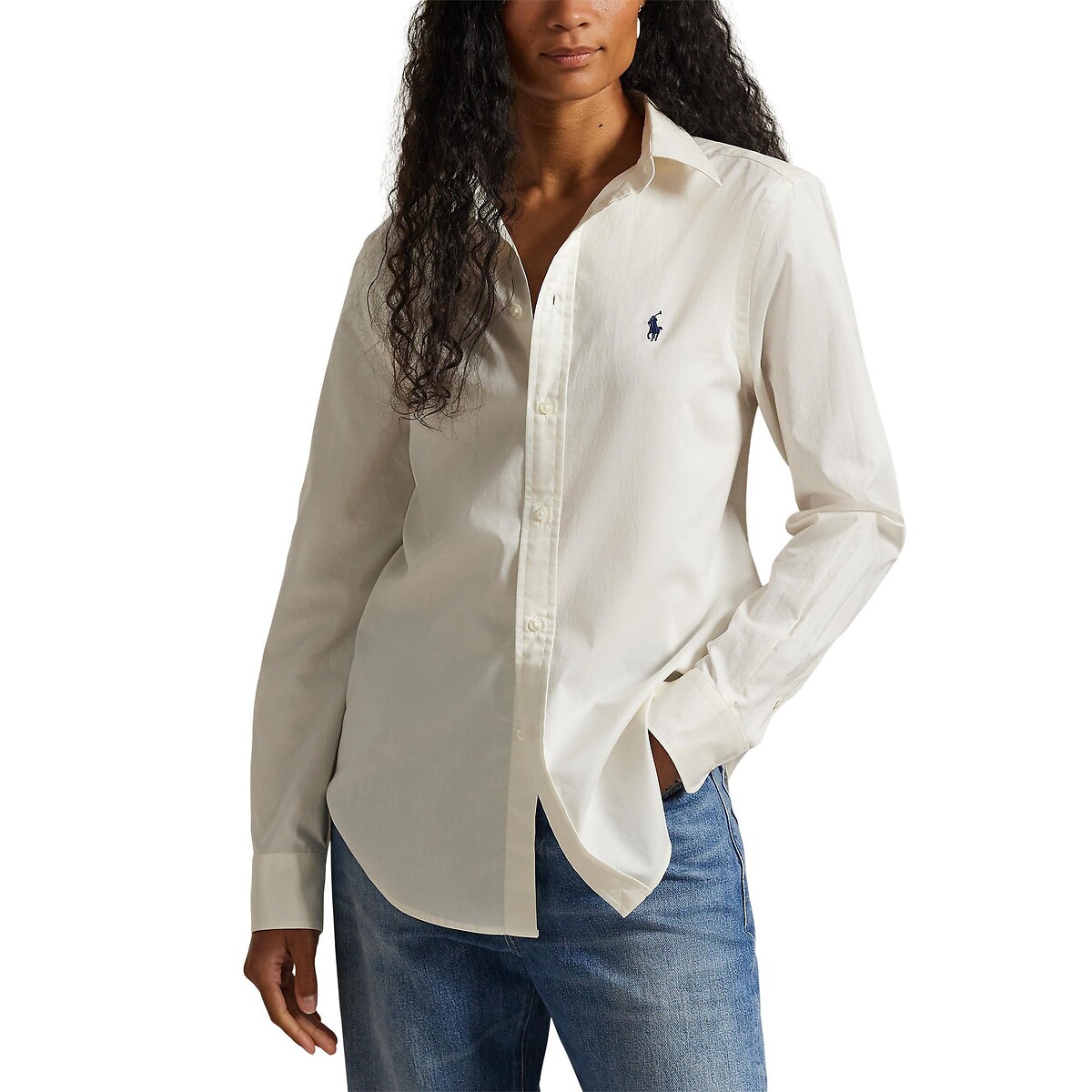 Cotton Twill Shirt with Long Sleeves cream, POLO RALPH LAUREN