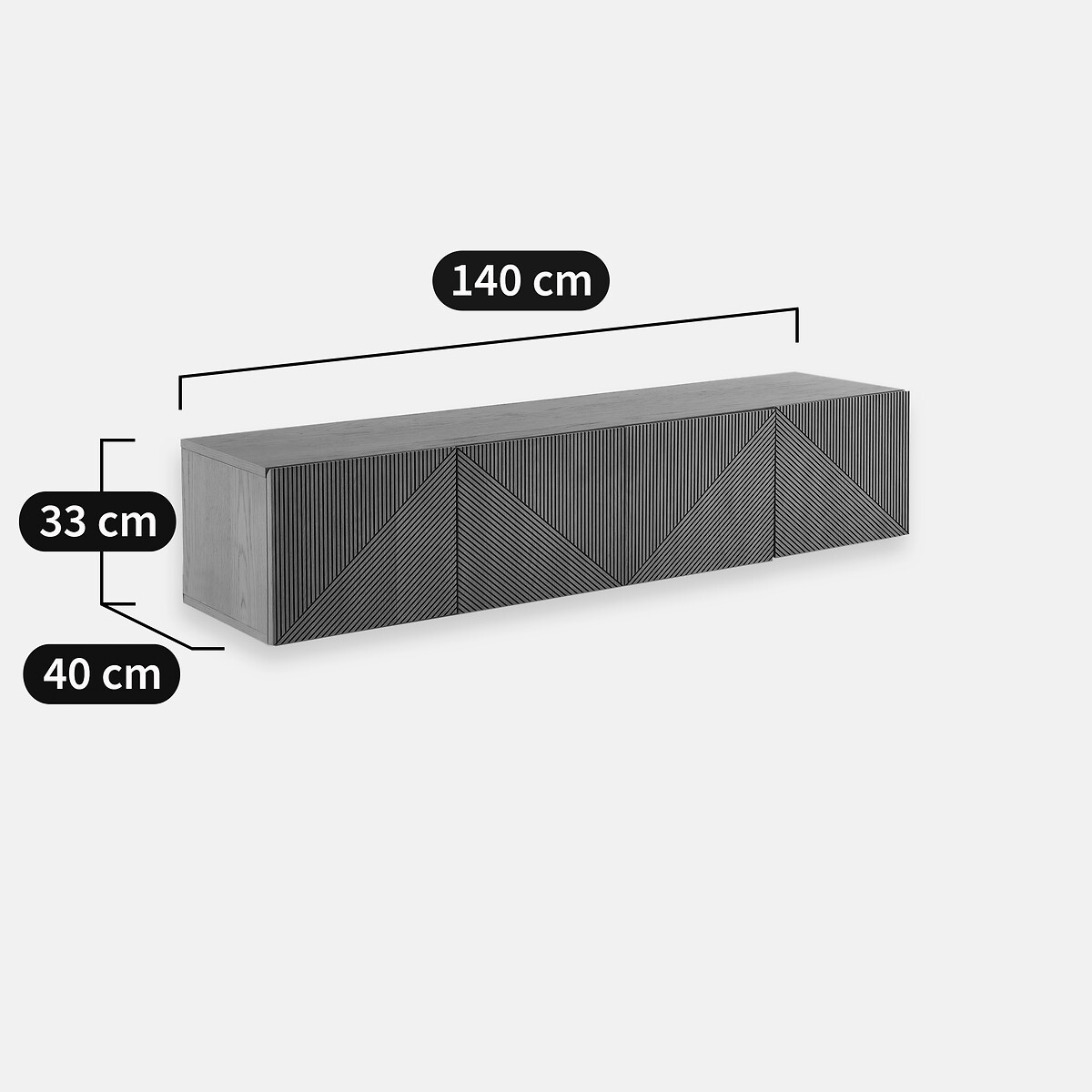 Mobile TV hi-fi vintage impiallacciato in rovere, da appendere, LODGE color quercia, LA REDOUTE INTERIEURS