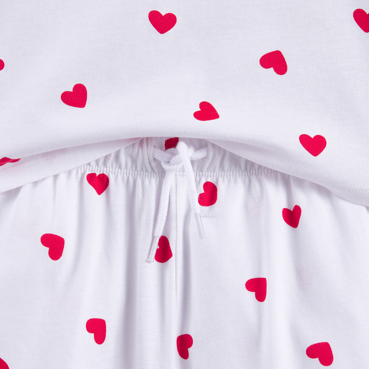 Pyjashort imprimé coeurs en coton blanc/rouge, LA REDOUTE COLLECTIONS
