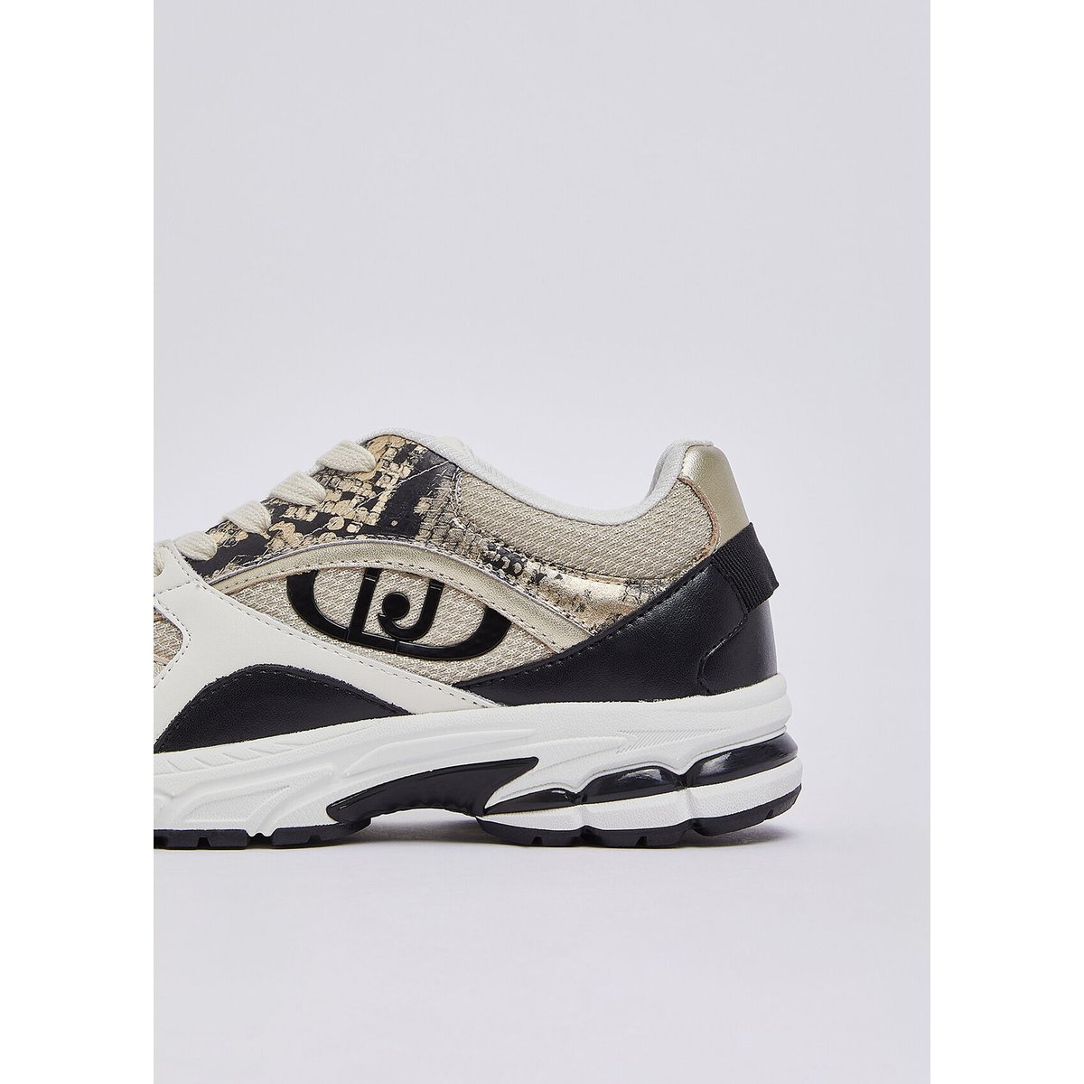 Sneakers effet python noir et beige, LIU JO