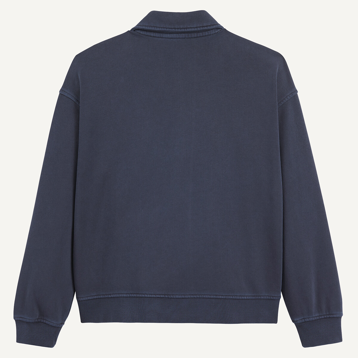 Sweat com gola polo em moletão marinho, LA REDOUTE COLLECTIONS