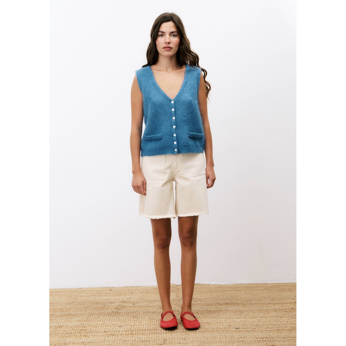 Cardigan en mohair MELIZA bleu jean, FRNCH