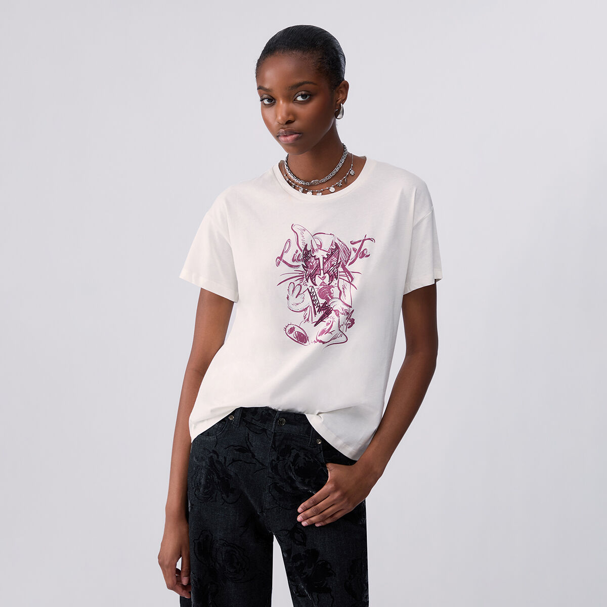 T-shirt Raton Laveur Rock blanc et lapin, LIU JO
