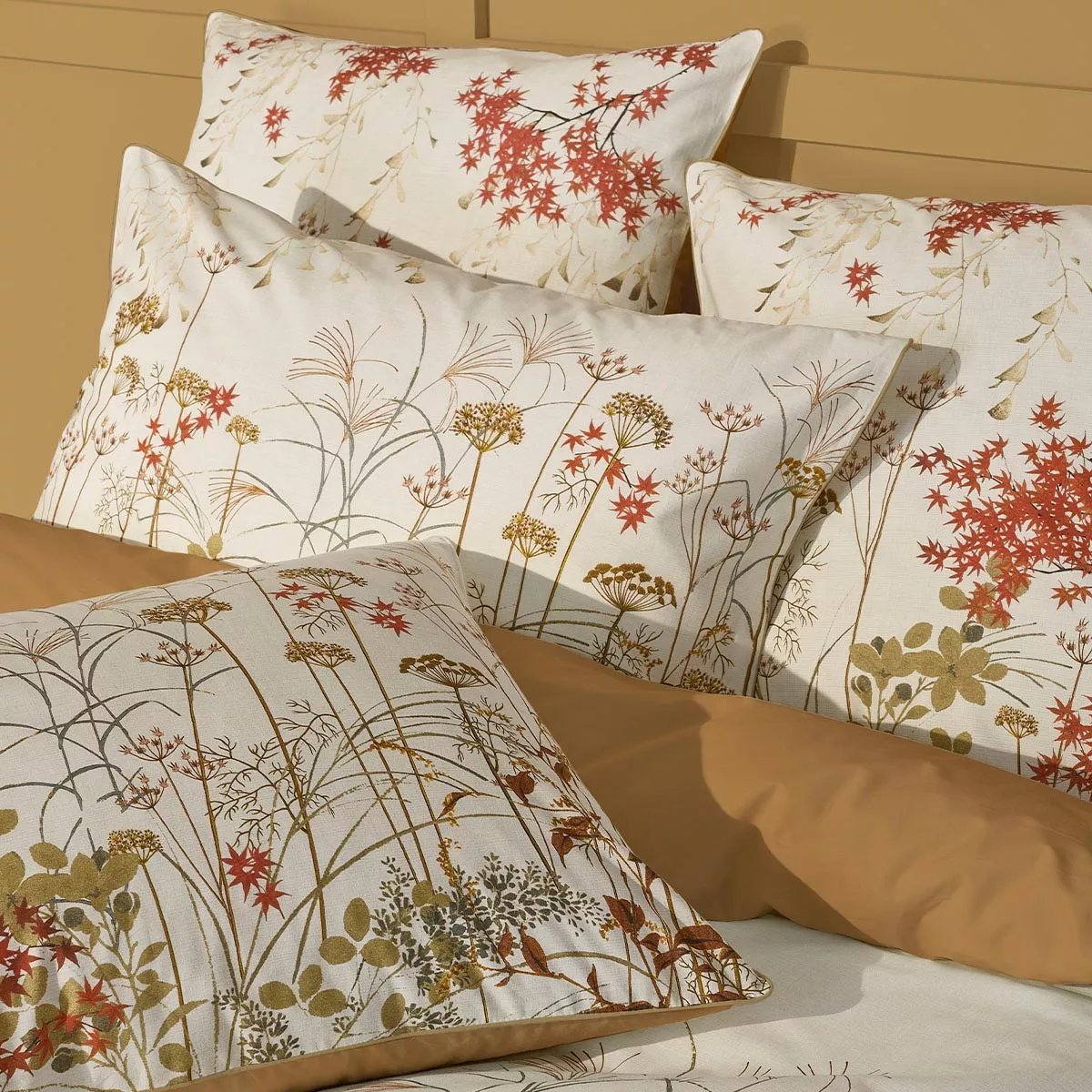 Parure de lit percale de coton ERABLES beige, GARNIER THIEBAUT