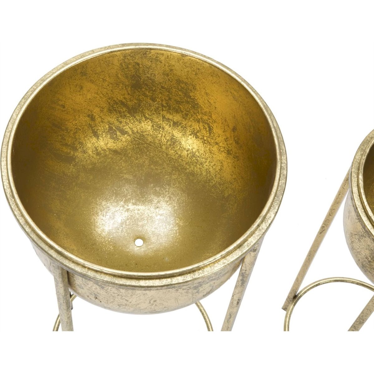 Duo de cache-pots sur pied en fer GLAM doré, RECOLLECTION