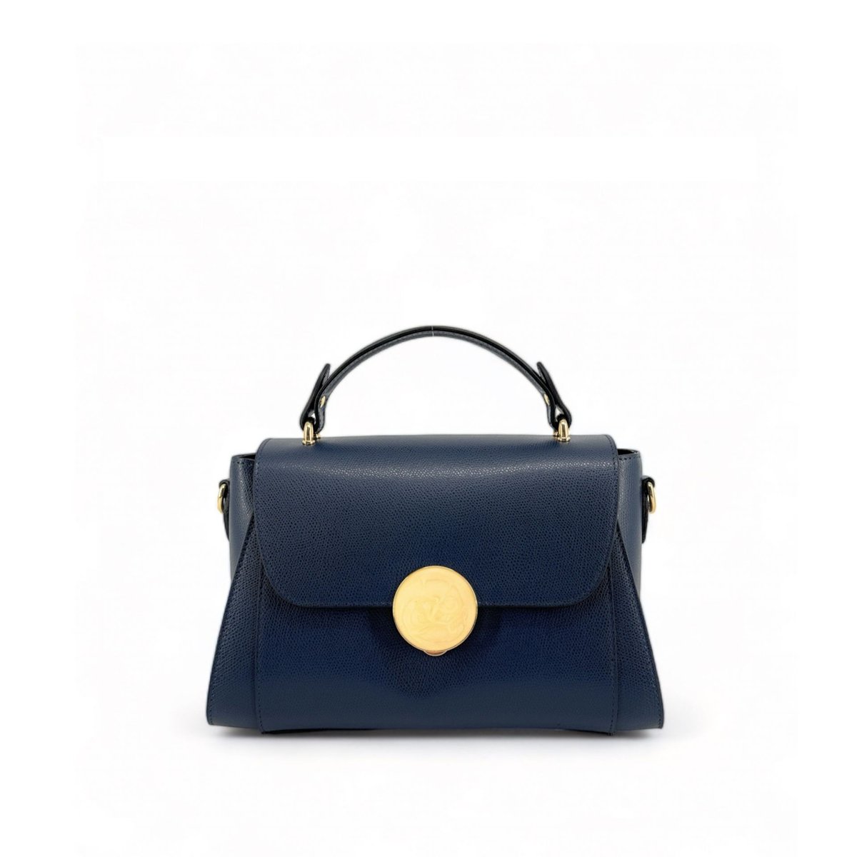 Sac à main en cuir grainé APOLLINE bleu foncé, OH MY BAG