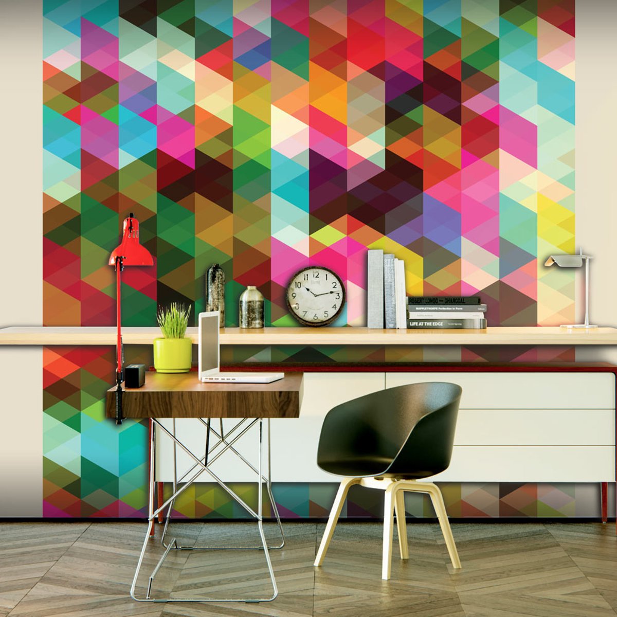 Papier peint intissé panoramique Colourful Geometry multicouleur, EDEN