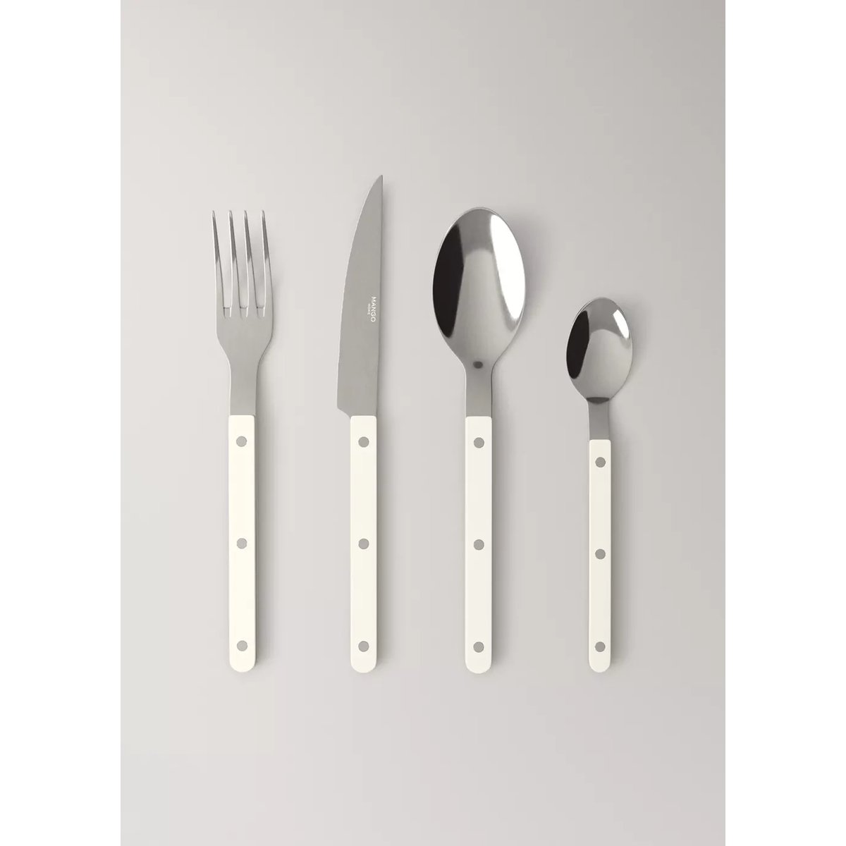 Ensemble de couverts acier inoxydable manche en résine blanc, MANGO HOME