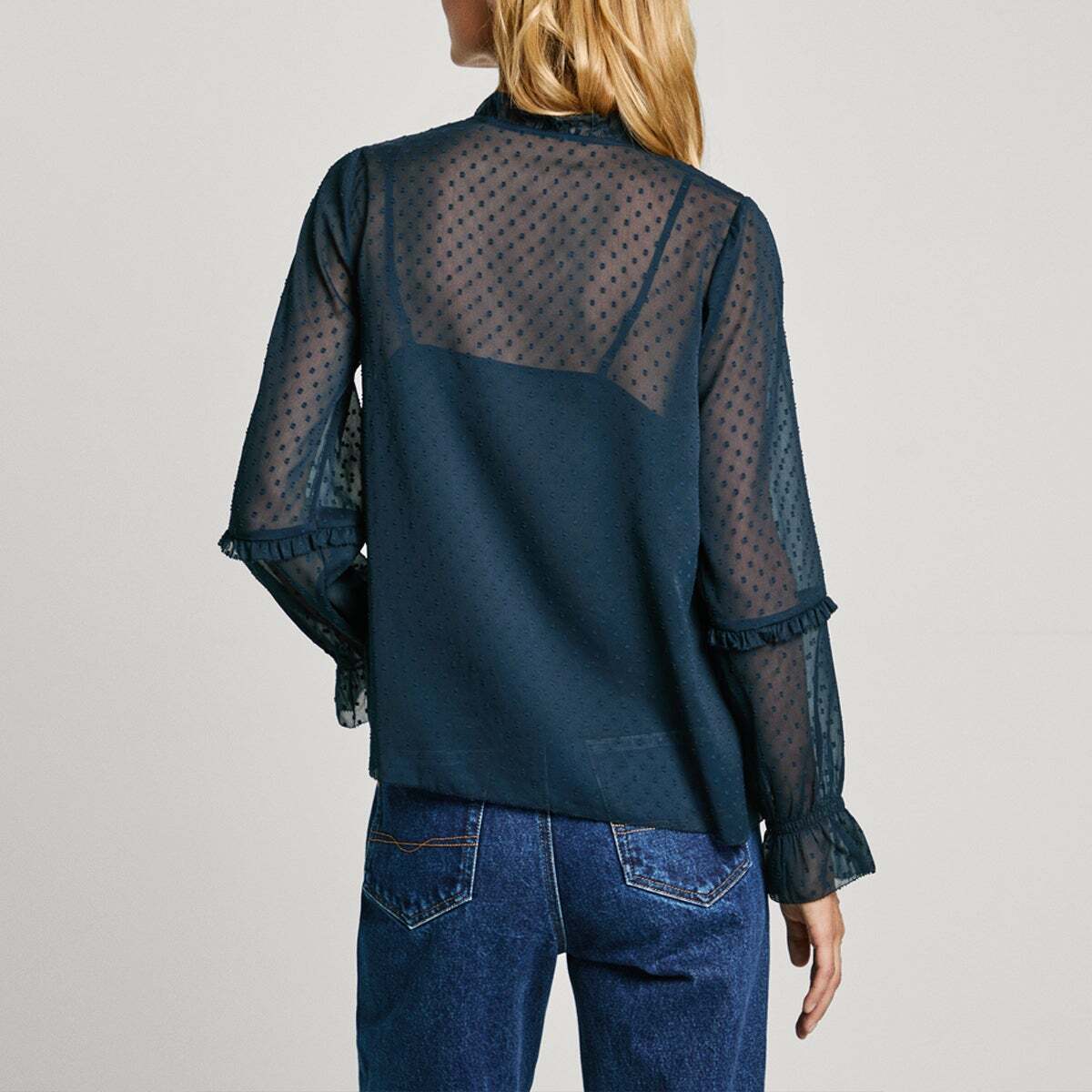 Blouse Semi-Transparente À Pois bleu dulwich, PEPE JEANS