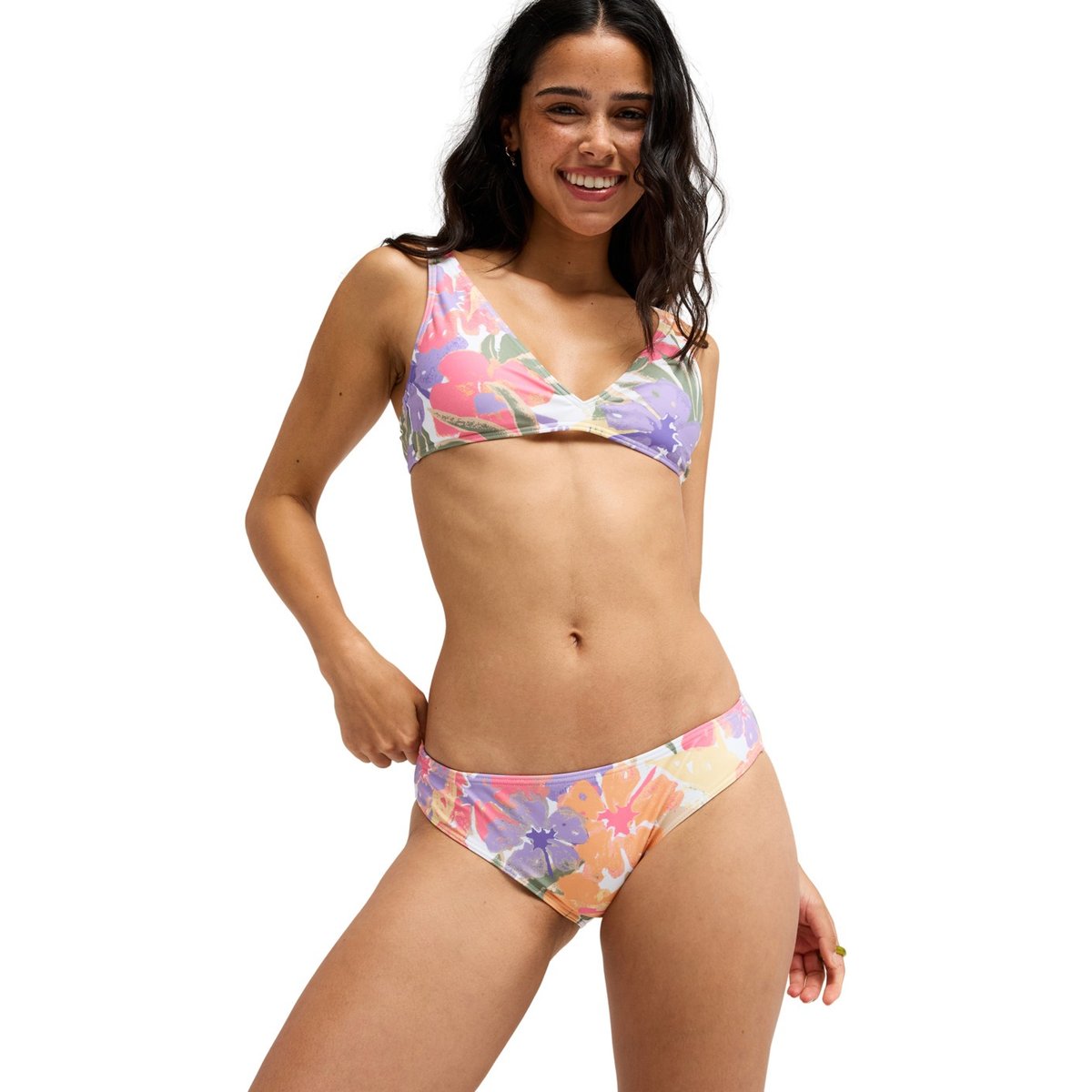 Bas de maillot de bain culotte bikini classique HAZEY HIBISCUS HIPSTER. blanc cloud dancer hazey hibiscus, ROXY