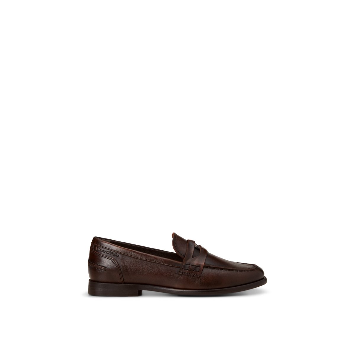 Mocassins Penny Loafer modèle Fiona en cuir de chèvre souple cognac, MARC O'POLO