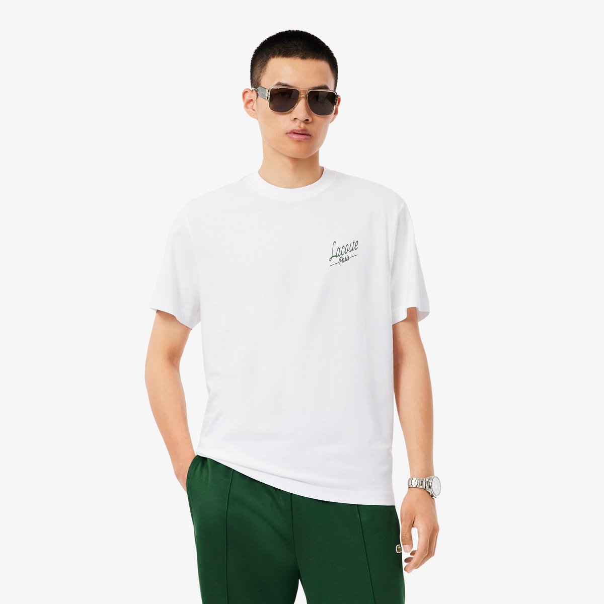 T-shirt jersey imprimé blanc-001, LACOSTE