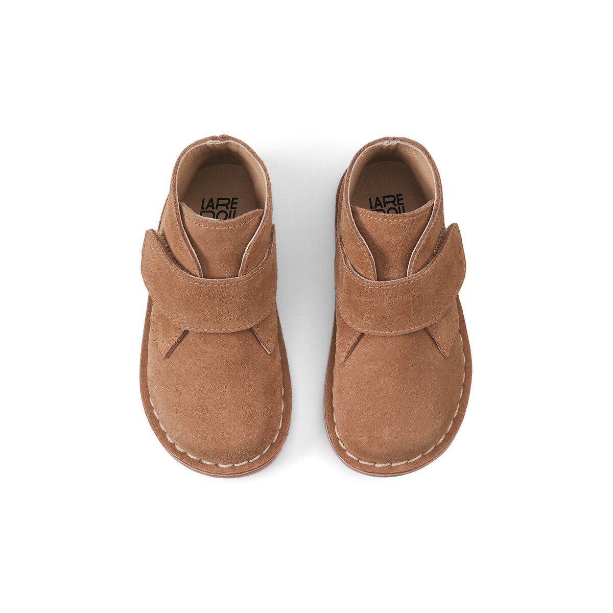 Kids Leather Ankle Boots with Touch 'n' Close Fastening beige, LA REDOUTE COLLECTIONS
