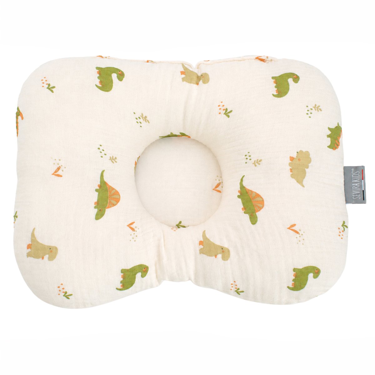 Coussin ergonomique bébé en gaze de coton Dino DINO écru, SEVIRA KIDS