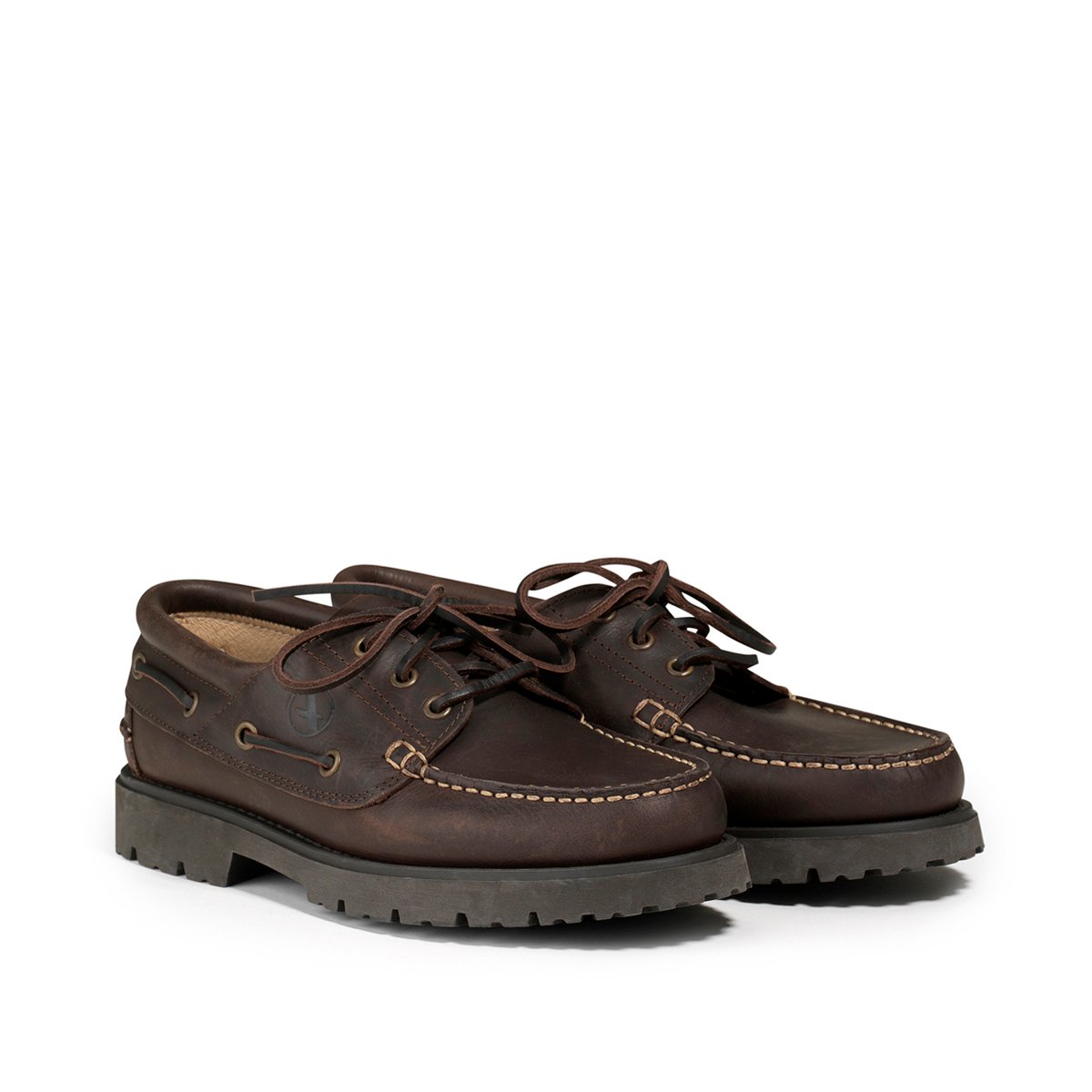 Chaussures bateau en cuir TARMAC marron foncé, AIGLE