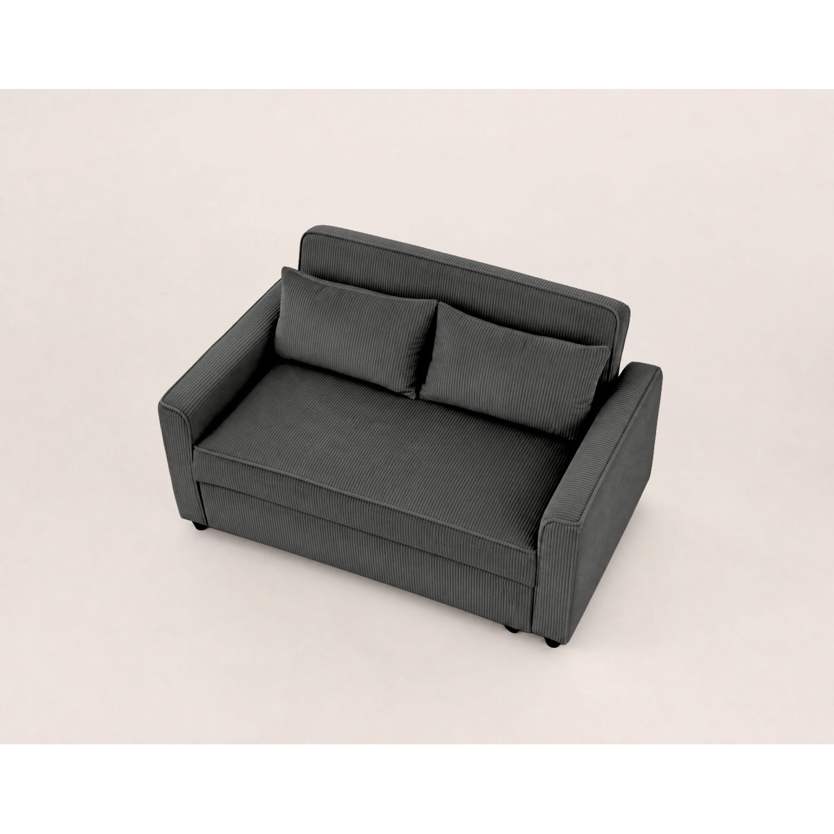 Canapé convertible 2 places velours côtelé, ERNEST gris, BEST MOBILIER