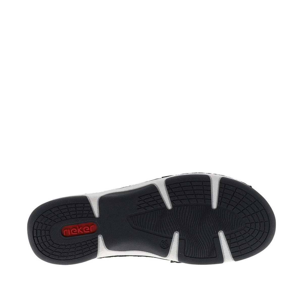 Tennis en cuir enduit bleu marine à talon plat avec des lacets bleu foncé, RIEKER