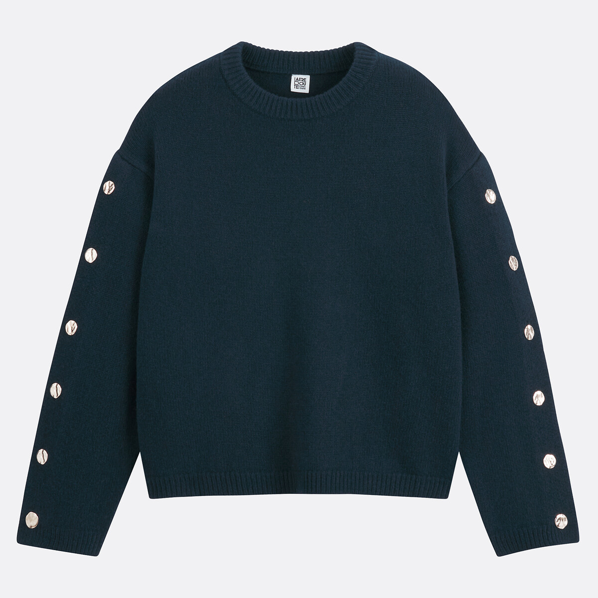 Knitted Wool Jumper with Crew Neck navy blue, LA REDOUTE COLLECTIONS