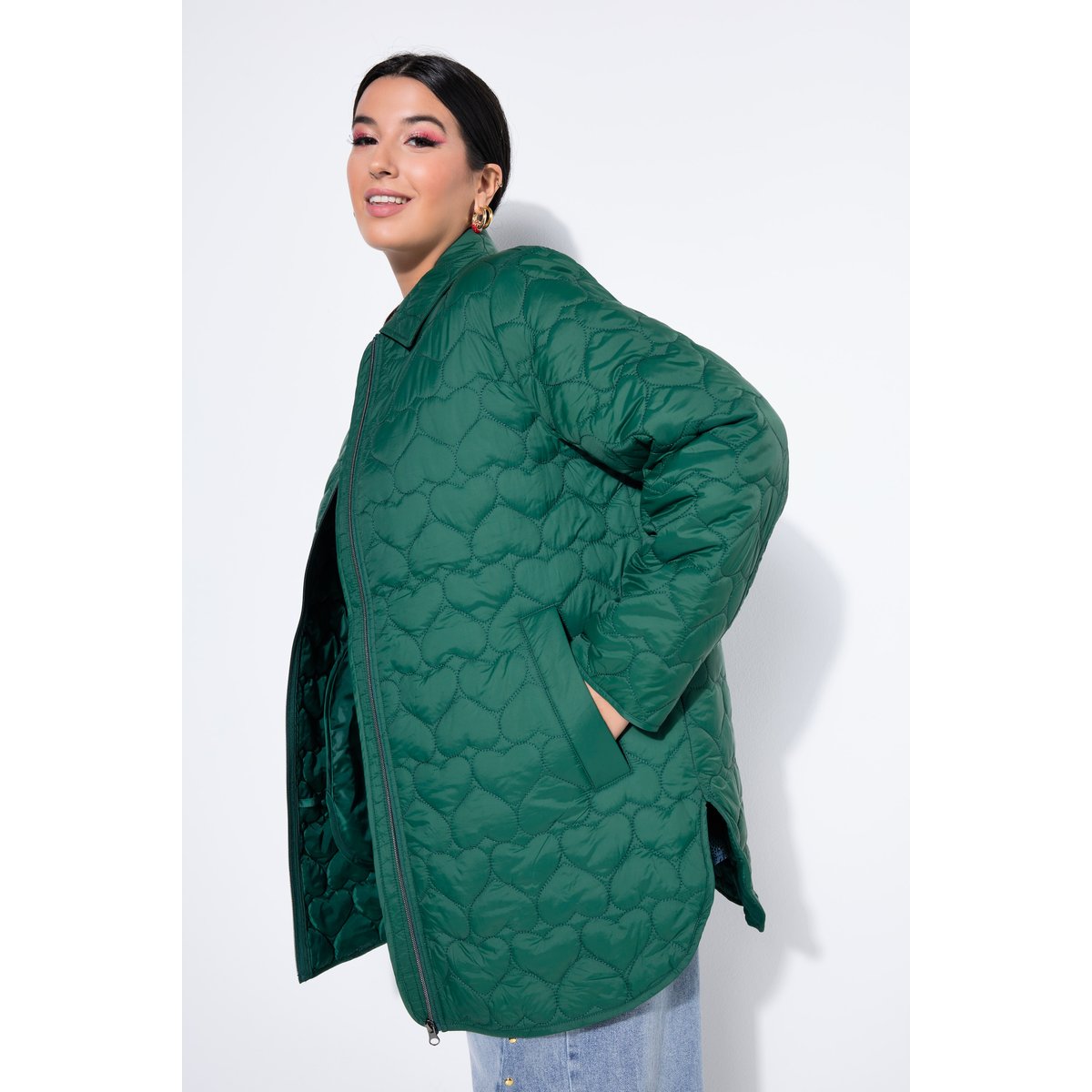 Manteau matelassé court, coupe Loose vert foncé, STUDIO UNTOLD