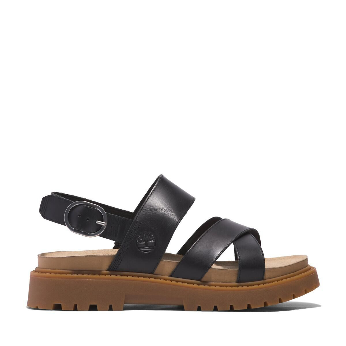 Sandales cuir Clairmont Way Cross Strap noir, TIMBERLAND