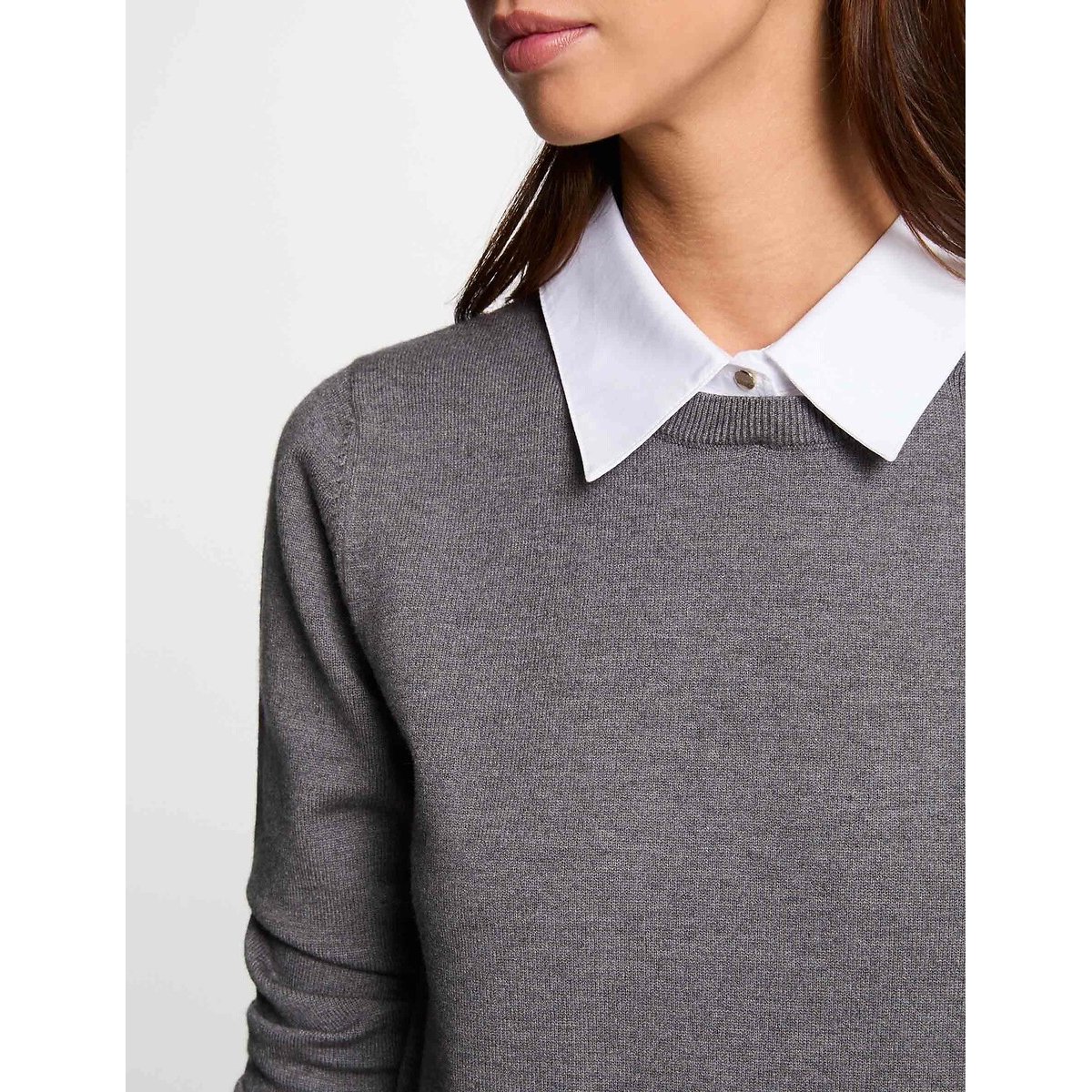 Jumper with Shirt Collar mid-grey, MORGAN