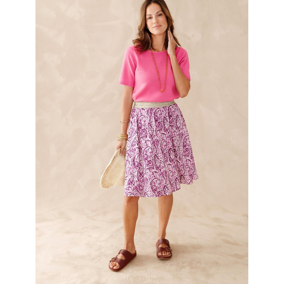 Pull encolure ronde manches courtes rose, DAXON